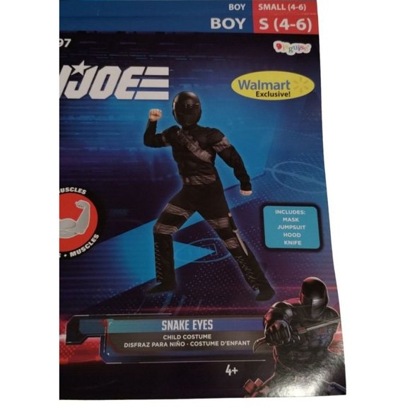 GI Joe Snake Eyes 4 Piece Halloween Costume Boys Size Small 4 to 6 New Dress Up - Picture 4 of 6